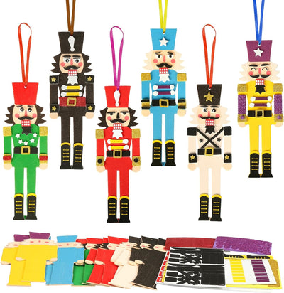 12 Pack Nutcracker Craft Kit for Kids Make You Own Foam Stickers Ornament DIY Christmas Arts and Crafts Fo Chirstmas Party Supplies Christmas Tree Decoration