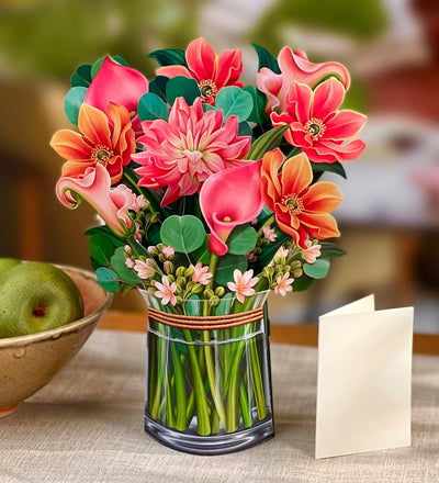 Pop up Cards, 3 Pack - Everyday Appreciation, Three (3), 12 Inch Life Sized Forever Flower Bouquet 3D Popup Paper Flower Greeting Cards with Note Card and Envelope