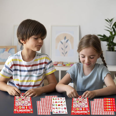 Valentine'S Day Bingo Game for Kids Family Activities, 40 Players Valentine Bingo Party Games for Kids, Valentine Crafts School Classroom Party Favor Activities, Holiday Party Craft Supplies