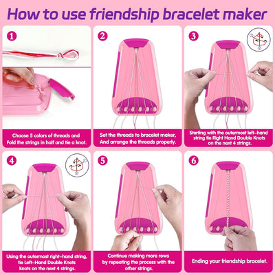 Arts and Crafts for Kids Ages 8-12,Friendship Bracelet Making Kit for Girl,Kids Jewelry Making Kit with 28 Pre-Cut Threads,Christmas Birthday Gifts for Ages 6 7 8 9 10 11 12 Year Old (Pink)