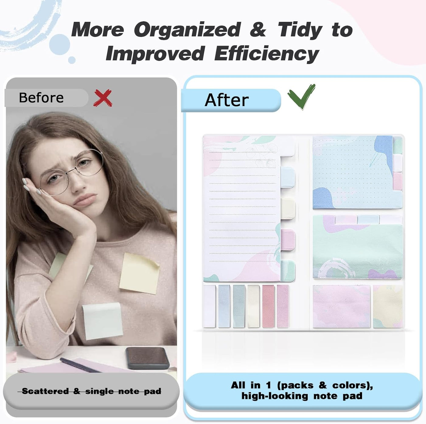 Sticky Notes Set, Divider Sticky Notes 410 Packs Planner Sticky Note Dividers Tabs with Color Coding for School Supplies, Office Supplies, Book Notes,Bible Sticky Notes