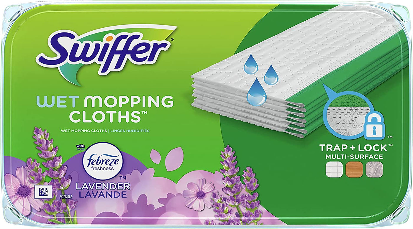 Sweeper Wet Mopping Pad Refills for Floor Mop with Febreze Lavender Scent, 12 Count (Packaging May Vary)