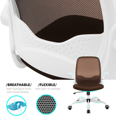 Office Chair, Ergonomic Desk Chair, Breathable Mesh Computer Chair, Comfy Swivel Task Chair with Flip-Up Armrests and Adjustable Height