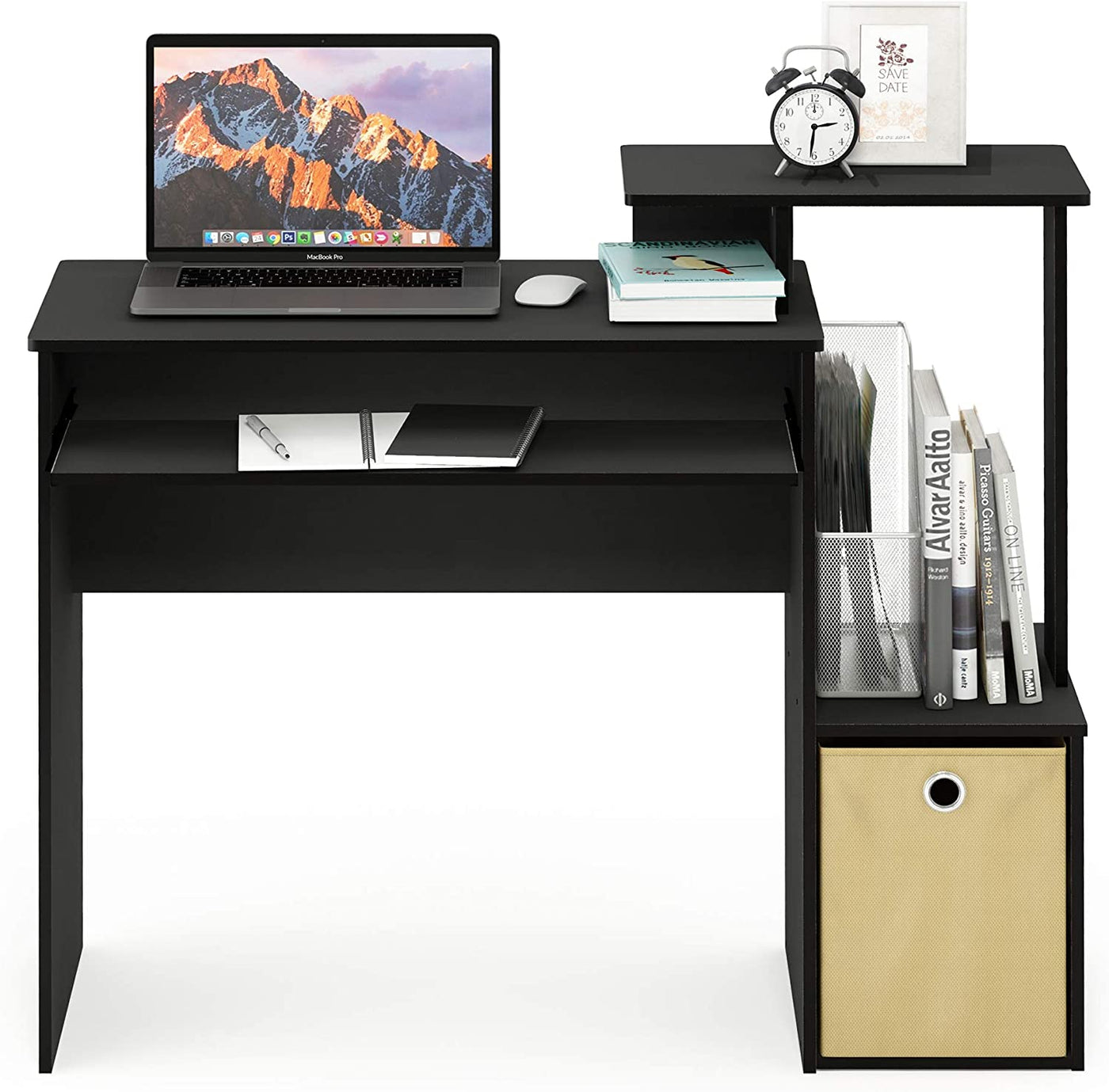 Econ Multipurpose Home Office Computer Writing Desk, Black/Brown