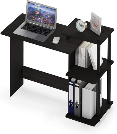 Efficient Home Laptop Notebook Computer Desk with Square Shelves, Espresso/Black