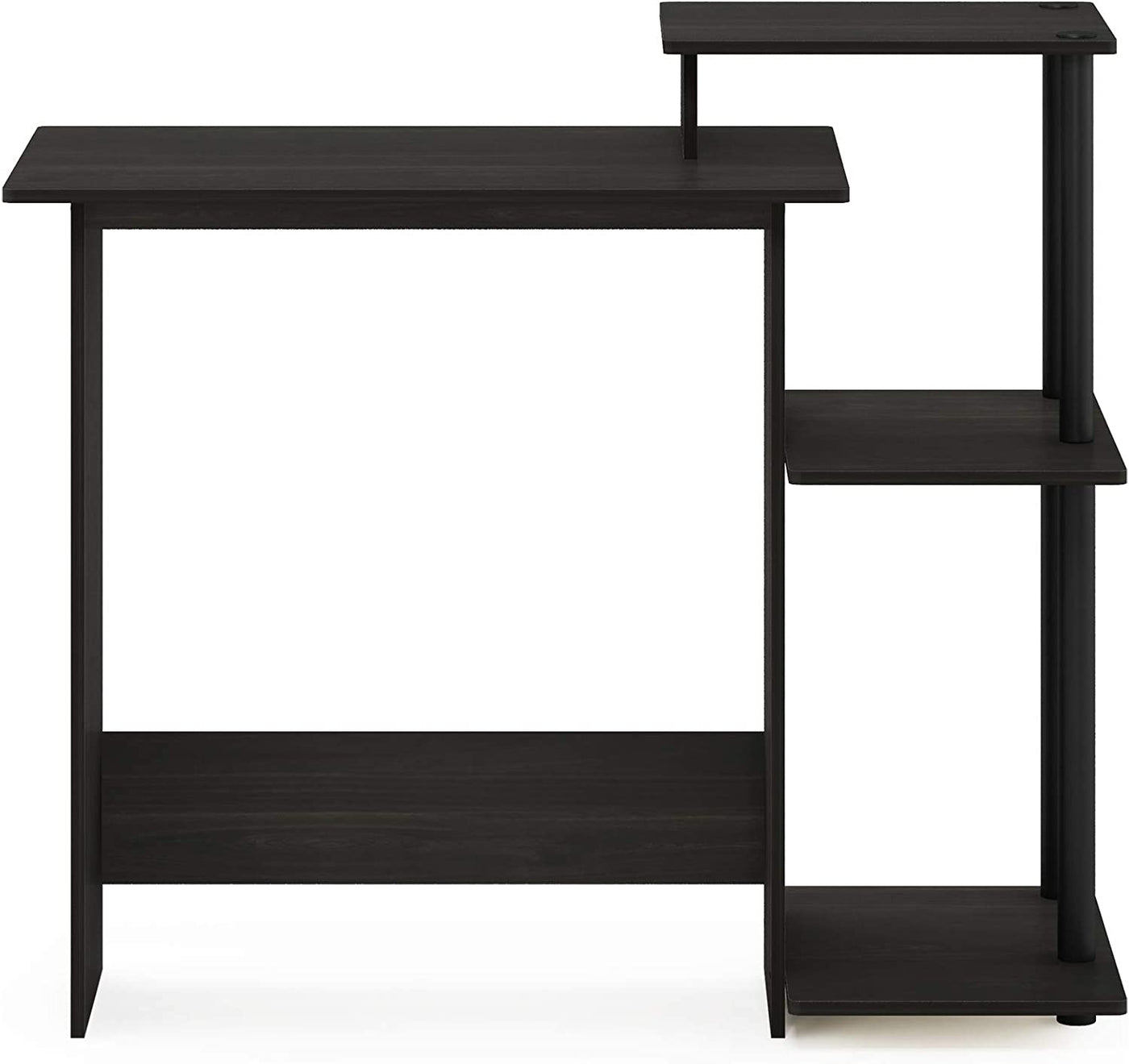 Efficient Home Laptop Notebook Computer Desk with Square Shelves, Espresso/Black