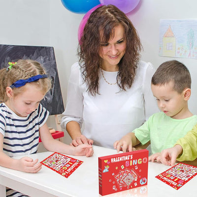 Valentine'S Day Bingo Game for Kids Family Activities, 40 Players Valentine Bingo Party Games for Kids, Valentine Crafts School Classroom Party Favor Activities, Holiday Party Craft Supplies