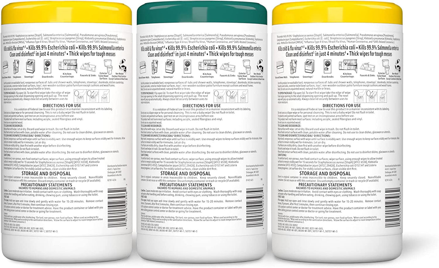 Disinfecting Wipes, Lemon & Fresh Scent, Sanitizes, Cleans, Disinfects & Deodorizes, 255 Count (3 Packs of 85) (Previously Solimo) (Packaging May Vary)