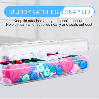 3 Pack Clear Pencil Box, Plastic Large Capacity Pencil Boxes Plastic Boxes with Snap-Tight Lid, Office Supplies Storage Organizer Box, Stackable Design and Stylish