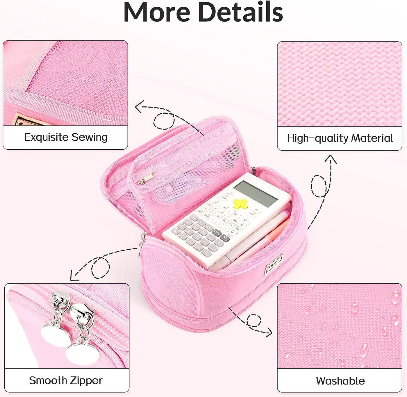 Super Large Pencil Case, Expandable Extra Big Capacity Pencil Pouch Pen Holder Box Organizer, Portable High Capacity Stationery Bag, Cute Aesthetic School Supplies for Teen Girls, Office, Black