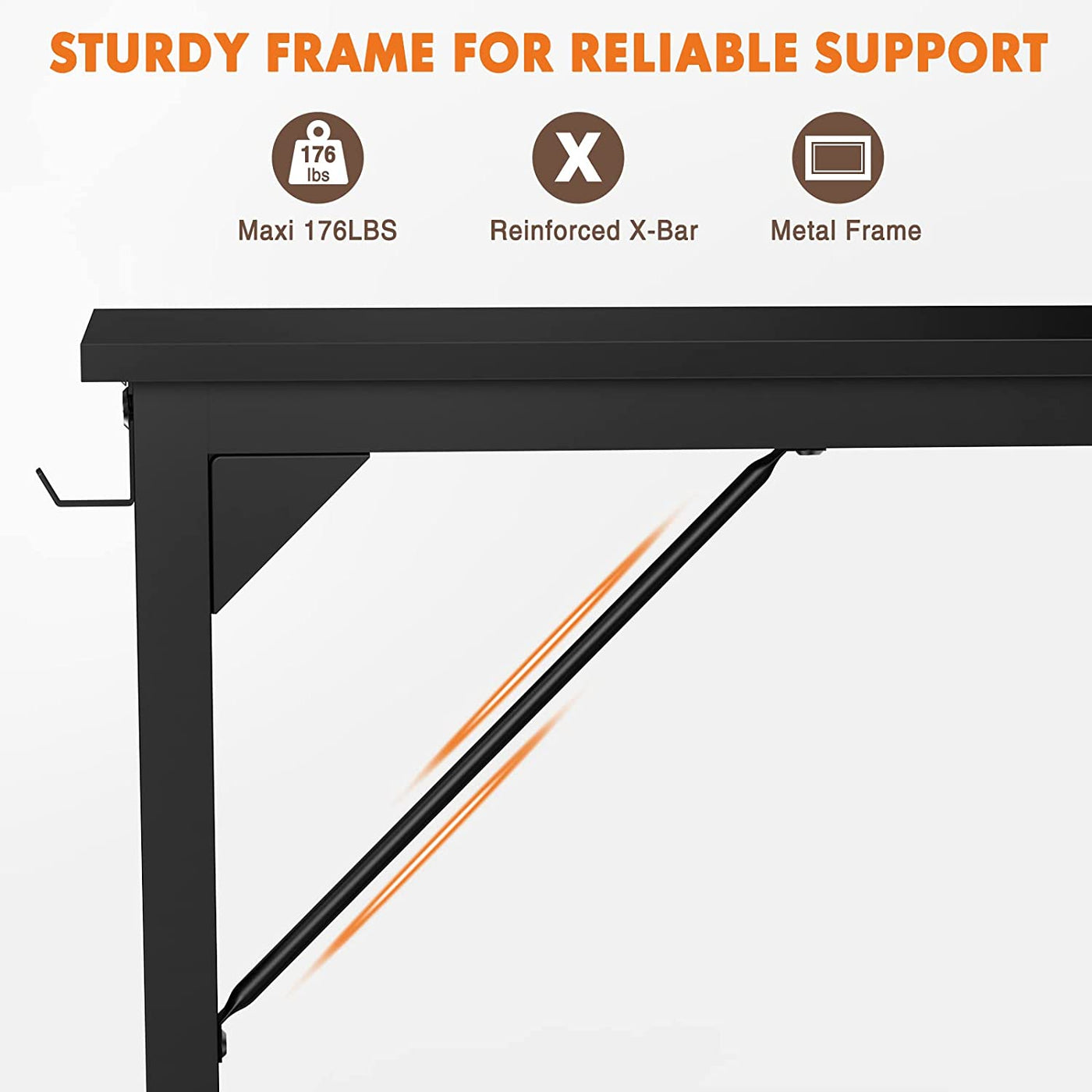 Computer 31 Inch Writing Office Small Space Desk Study Modern Simple Style Work Table with Storage Bag Headphone Hook Metal Frame for Home, Bedroom, 31-Inch, Black