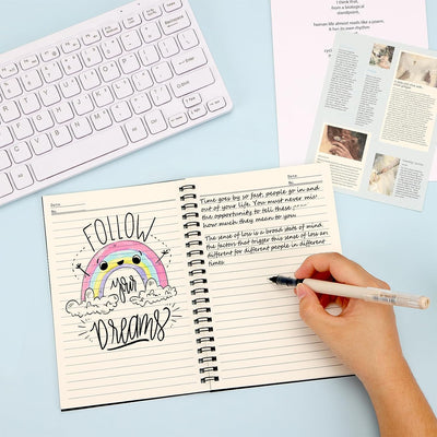 4 Pack Spiral Notebook 7.48 X 5.11In College Ruled Lined Journals, 100 Pages 50 Sheets Black Cover Notebook for School Office Supplies