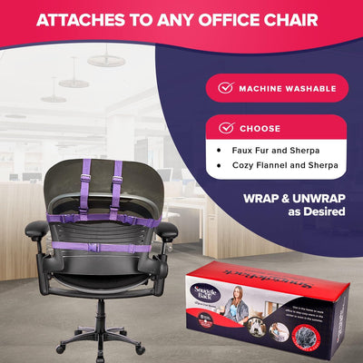 The Original Office Chair Blanket by Snuggleback; Cozy Comfy Office Desk Chair Wrap Attaches for Convenient Heat and Hands-Free. Stay Warm in the Winter or Summer. Gray Faux Fur with Sherpa Fleece