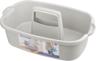 Large Cleaning Supplies Caddy Portable Shower Caddy Basket Organizer with Handle Plastic Bucket Tool Storage for Bathroom, Bedroom, Kitchen, College Dorm, under Sink, Garden, Light Grey