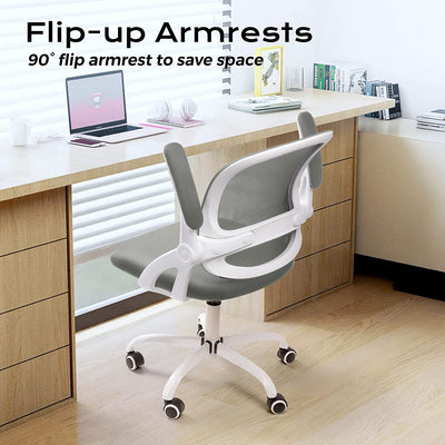 Office Chair, Ergonomic Desk Chair, Mesh Computer Chair Height Adjustable, Comfy Swivel Task Chair with Wheels and Flip-Up Arms