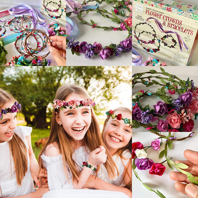 Make Your Own Flower Crowns and Bracelets Craft Kit for Girls Gifts Ages 6 7 8 9 10 Years Old and Up