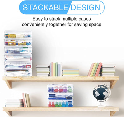 3 Pack Clear Pencil Box, Plastic Large Capacity Pencil Boxes Plastic Boxes with Snap-Tight Lid, Office Supplies Storage Organizer Box, Stackable Design and Stylish