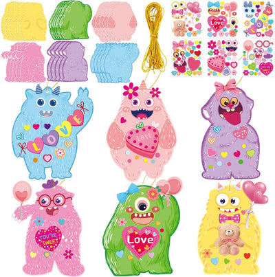 Valentines Monster Craft Ornament Valentine'S Day Craft Kits for Kids Make Your Own Monster for Classroom Home Fun Activities 30 Pack