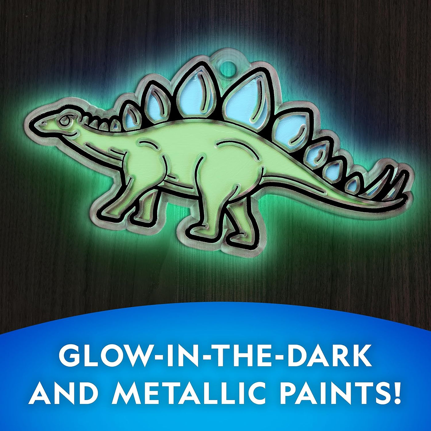 Glow in the Dark Dinosaur Stained Glass Art Kit - Window Sun Catchers and Crafts for Kids Ages 4-8