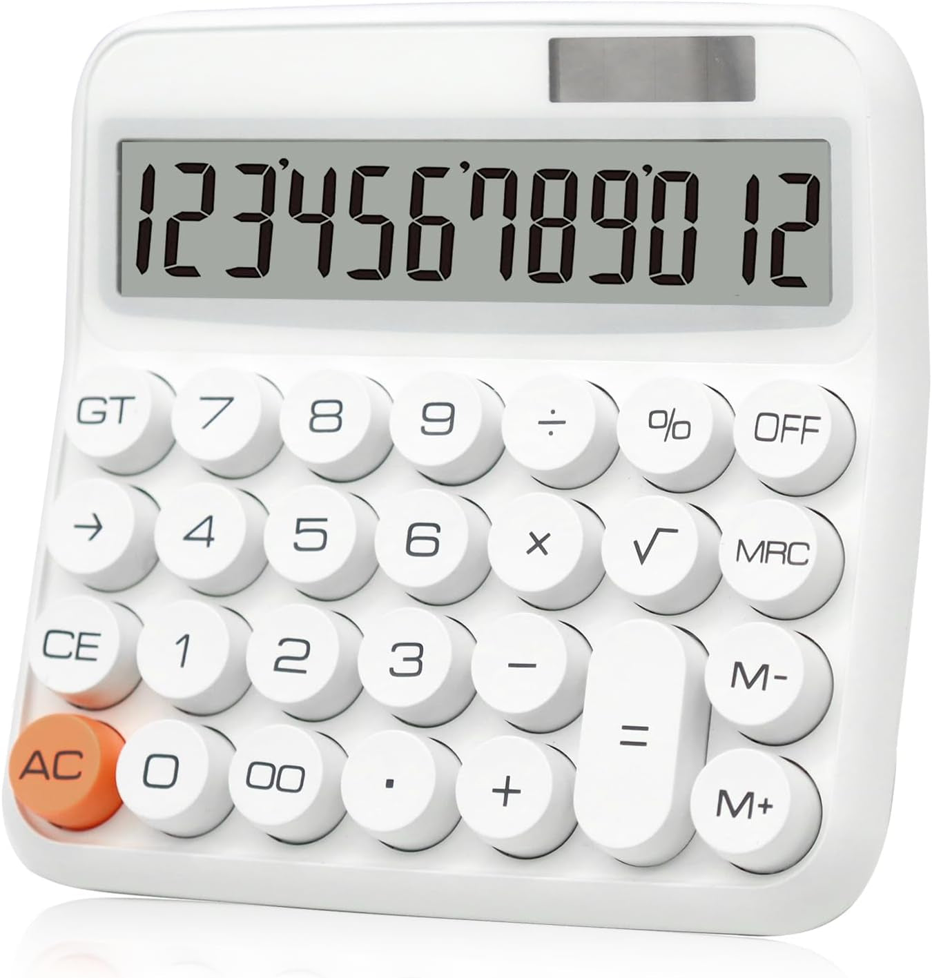 White Calculator,  Standard Calculator 12 Digit with Large LCD Display and Big Buttons,White Office Supplies and Desk Accessories,Cute Calculator for Office,School, Home,Business