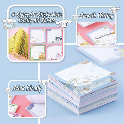 Cute School Supplies Kawaii Anime Cartoon Stationery Gift Set for Girls Kids Including Spiral Notebook Gel Pen Pencil Cse Sticky Note（Blue）