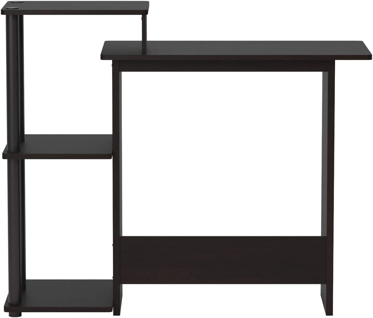 Efficient Home Laptop Notebook Computer Desk with Square Shelves, Espresso/Black