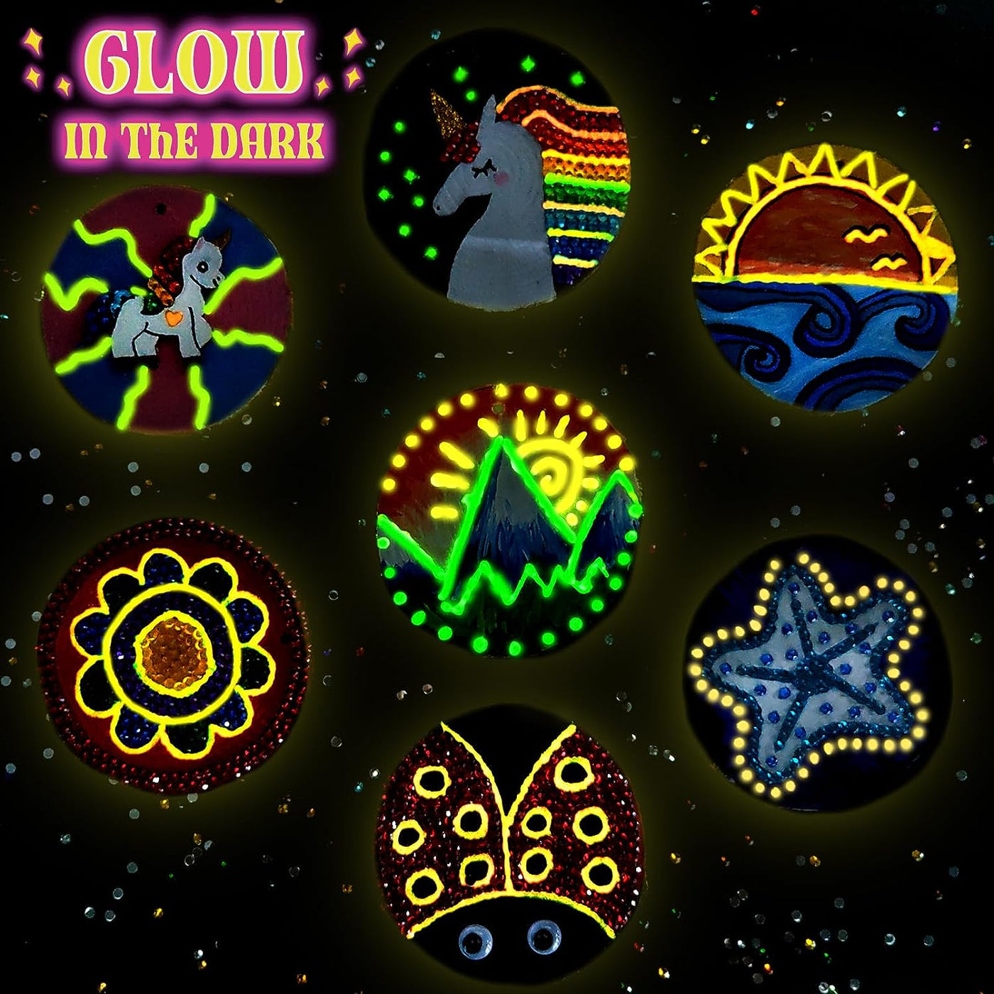 Kids Wooden Painting Kit-Glow in the Dark-Arts & Crafts Gifts for Boys Girls Ages 5-12-Wood Slice Craft Activities Kits - Creative Art Toys for 5, 6, 7, 8, 9, 10, 11 & 12 Year Old Kids