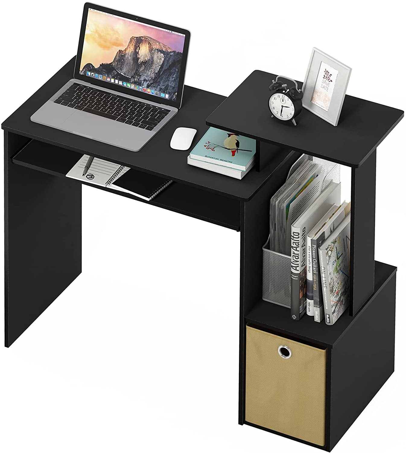 Econ Multipurpose Home Office Computer Writing Desk, Black/Brown