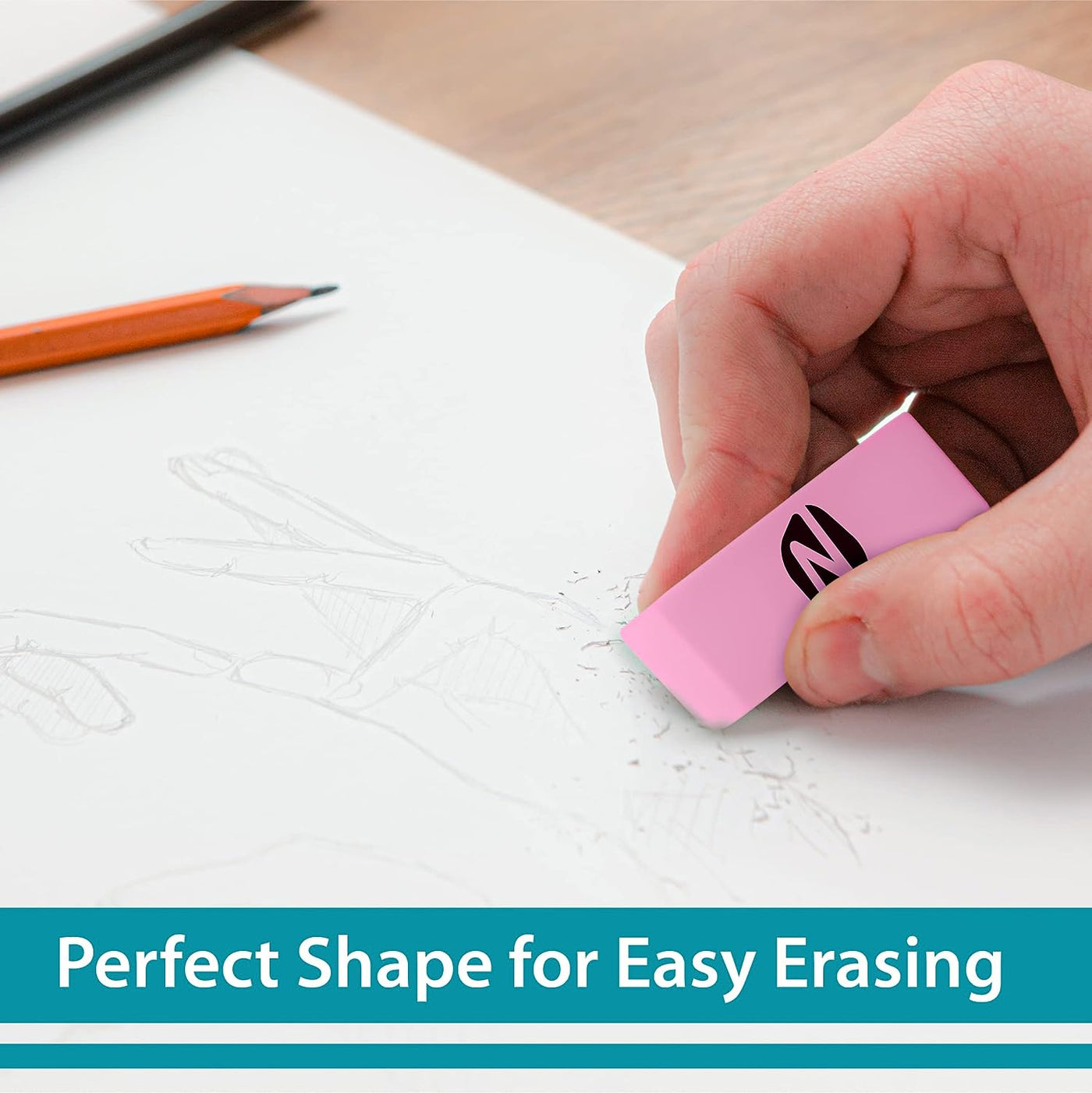 Noverbee Erasers, Pink Erasers. Erasers for Pencils 12 Pk. Erasers for Kids, Erasers Bulk for School Supplies, Art, and Office Use. Latex- Free Pencil Erasers.