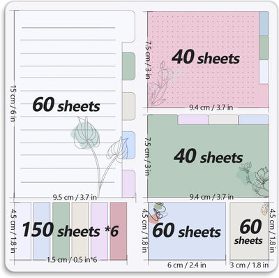 Sticky Notes Set, Divider Sticky Notes 410 Packs Planner Sticky Note Dividers Tabs with Color Coding for School Supplies, Office Supplies, Book Notes,Bible Sticky Notes