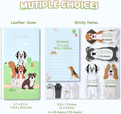 Dog Sticky Notes Set, Sticky Note Pads 300 Sheets, Cute Animal Sticky Notes Pads for Dog Lovers Kids Office School Creative Gifts