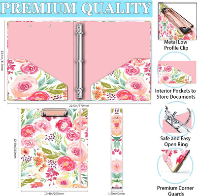 3 Ring Binder 1 Inch, Cute Binder with 5 Tab Dividers, 3 File Folder Labels, and Clipboard Binders with 2 Pockets- Decorative 3 Ring Binder Perfect for School and Office Supplies…