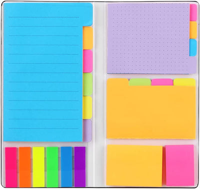 Sticky Notes Set,  Colored Divider Self-Stick Notes Pads Bundle, Prioritize with Color Coding, 60 Ruled (3.7X6), 40 Dotted (3.7X3), 40 Blank (3X3.7), 60 per Rectangular, 25 per PET Color