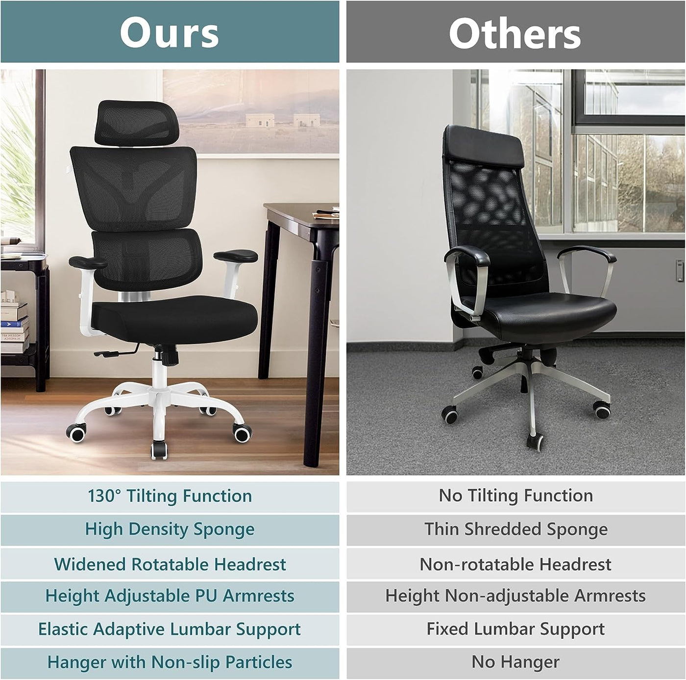 Office Chair Ergonomic Desk Chair, High Back Gaming Chair, Big and Tall Reclining Chair Comfy Home Office Desk Chair Lumbar Support Breathable Mesh Computer Chair Adjustable Armrests(W-Orange)