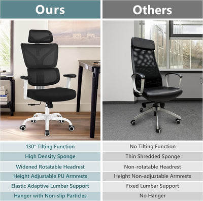 Office Chair Ergonomic Desk Chair, High Back Gaming Chair, Big and Tall Reclining Chair Comfy Home Office Desk Chair Lumbar Support Breathable Mesh Computer Chair Adjustable Armrests(W-Orange)