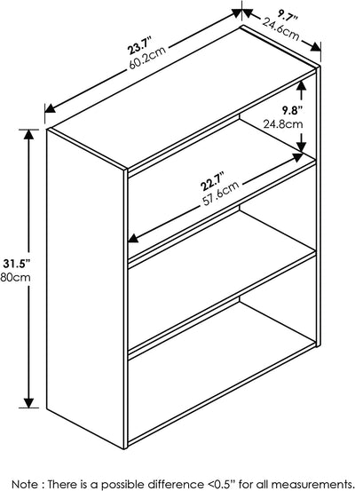 Pasir 3-Tier Open Shelf Bookcase, Espresso