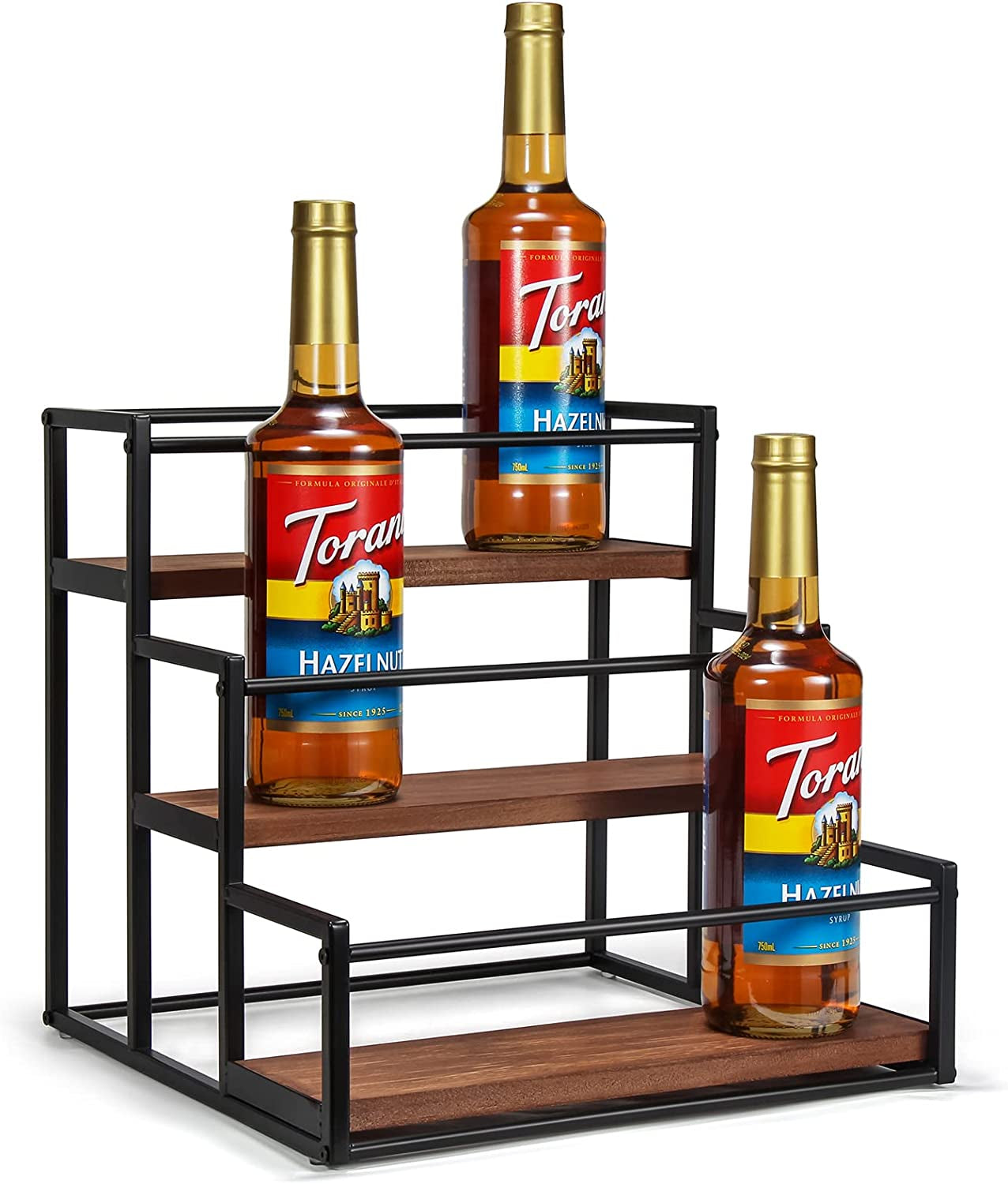 Coffee Syrup Rack Organizer Syrup Bottle Holder Stand for Coffee Bar 3-Tier 12 Bottles Storage Shelves for Syrup, Wine, Dressing for Kitchen Coffee Station