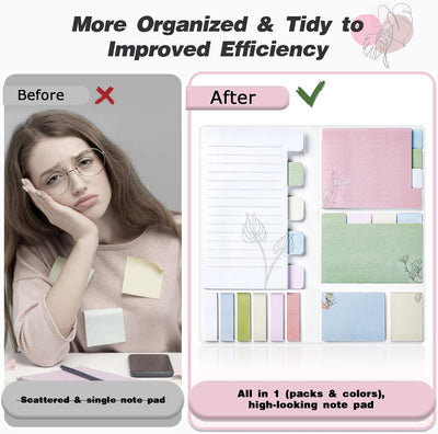 Sticky Notes Set, Divider Sticky Notes 410 Packs Planner Sticky Note Dividers Tabs with Color Coding for School Supplies, Office Supplies, Book Notes,Bible Sticky Notes