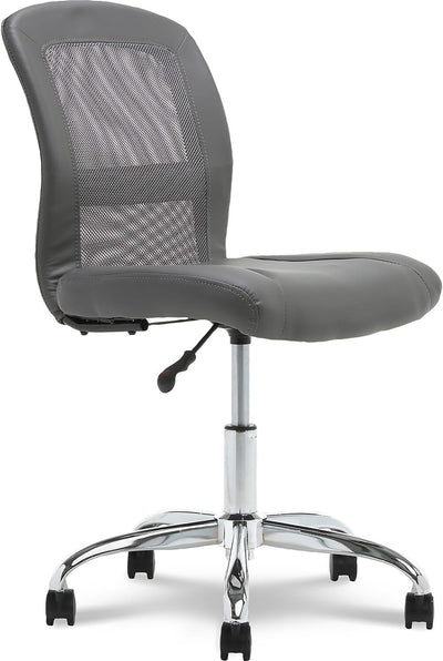 Essential Mesh Low-Back Computer Desk Task Chair with No Arms for Home Office or Conference Room, Faux Leather, Gray