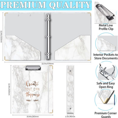 3 Ring Binder 1 Inch, Cute Binder with 5 Tab Dividers, 3 File Folder Labels, and Clipboard Binders with 2 Pockets- Decorative 3 Ring Binder Perfect for School and Office Supplies