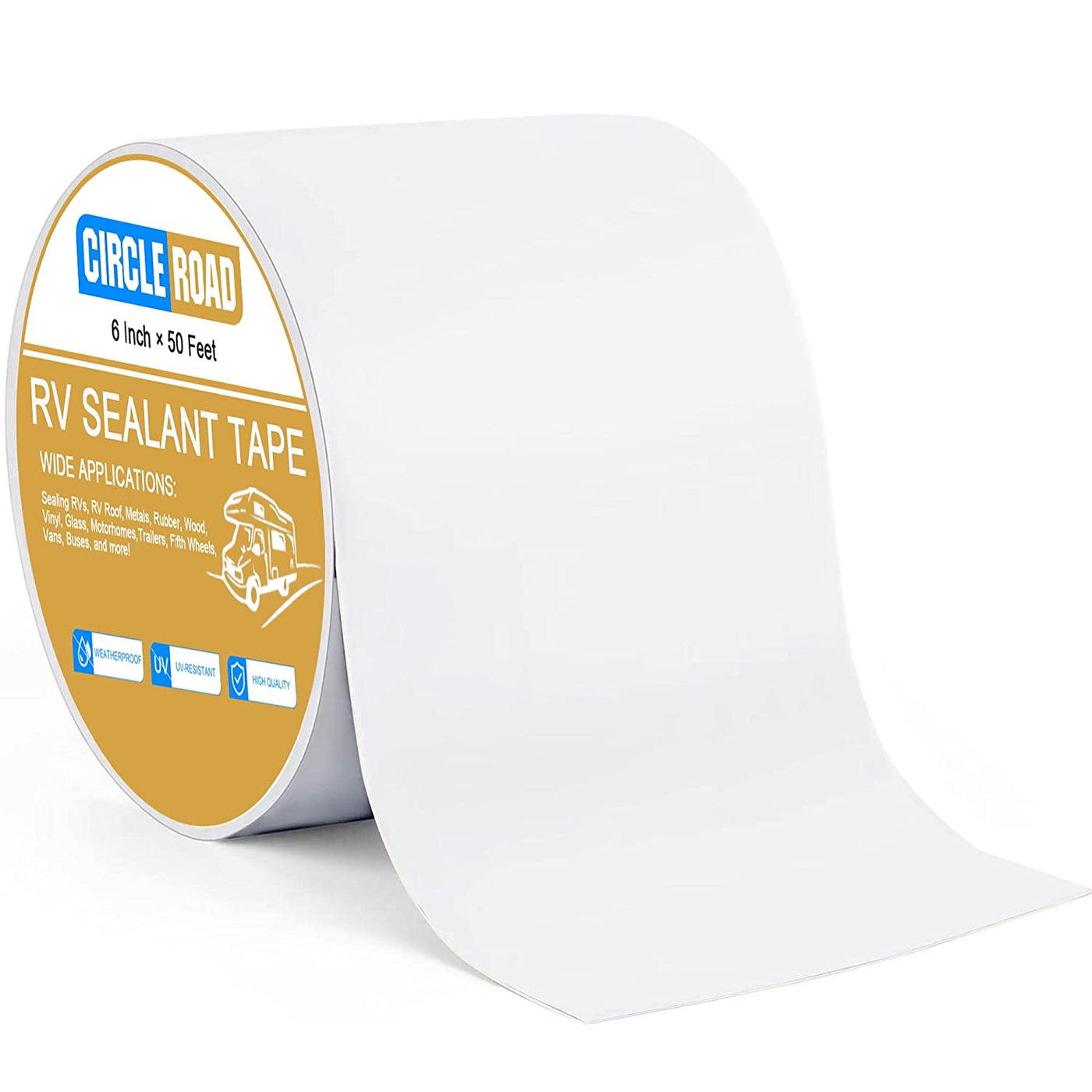 RV Roof Tape White, 6 Inch X 50 Feet RV Repair Sealant Tape, Stop Camper Roof Leaks, Uv-Resistant, Weatherproof and Durable for Camper, Trailer, Boat (6In-50Ft)