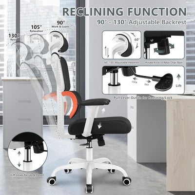 Office Chair Ergonomic Desk Chair, High Back Gaming Chair, Big and Tall Reclining Chair Comfy Home Office Desk Chair Lumbar Support Breathable Mesh Computer Chair Adjustable Armrests(W-Orange)