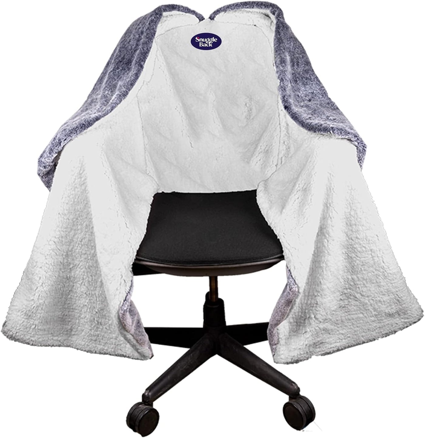 The Original Office Chair Blanket by Snuggleback; Cozy Comfy Office Desk Chair Wrap Attaches for Convenient Heat and Hands-Free. Stay Warm in the Winter or Summer. Gray Faux Fur with Sherpa Fleece