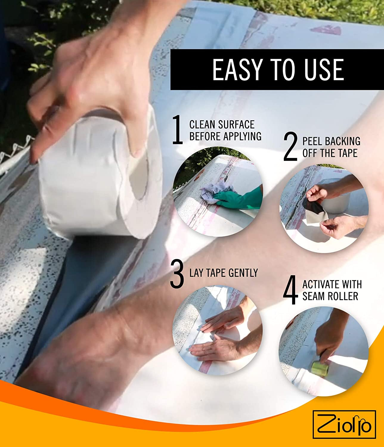 RV Flex Repair Tape - Roof Seam Tape to Seal and Waterproof, Bond to EPDM Rubber with Butyl Sealant, Seal Vents and Skylights on Motorhomes, Trailers, Campers (White, 4-Inch X 50 Foot Roll)