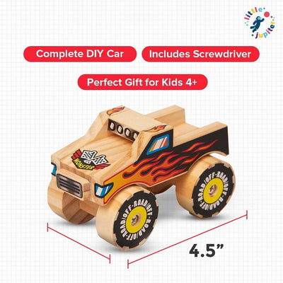 DIY Wooden Monster Truck Building Kit - Stem Toys for Kids Age 4-7 - Wood Crafts with Stickers