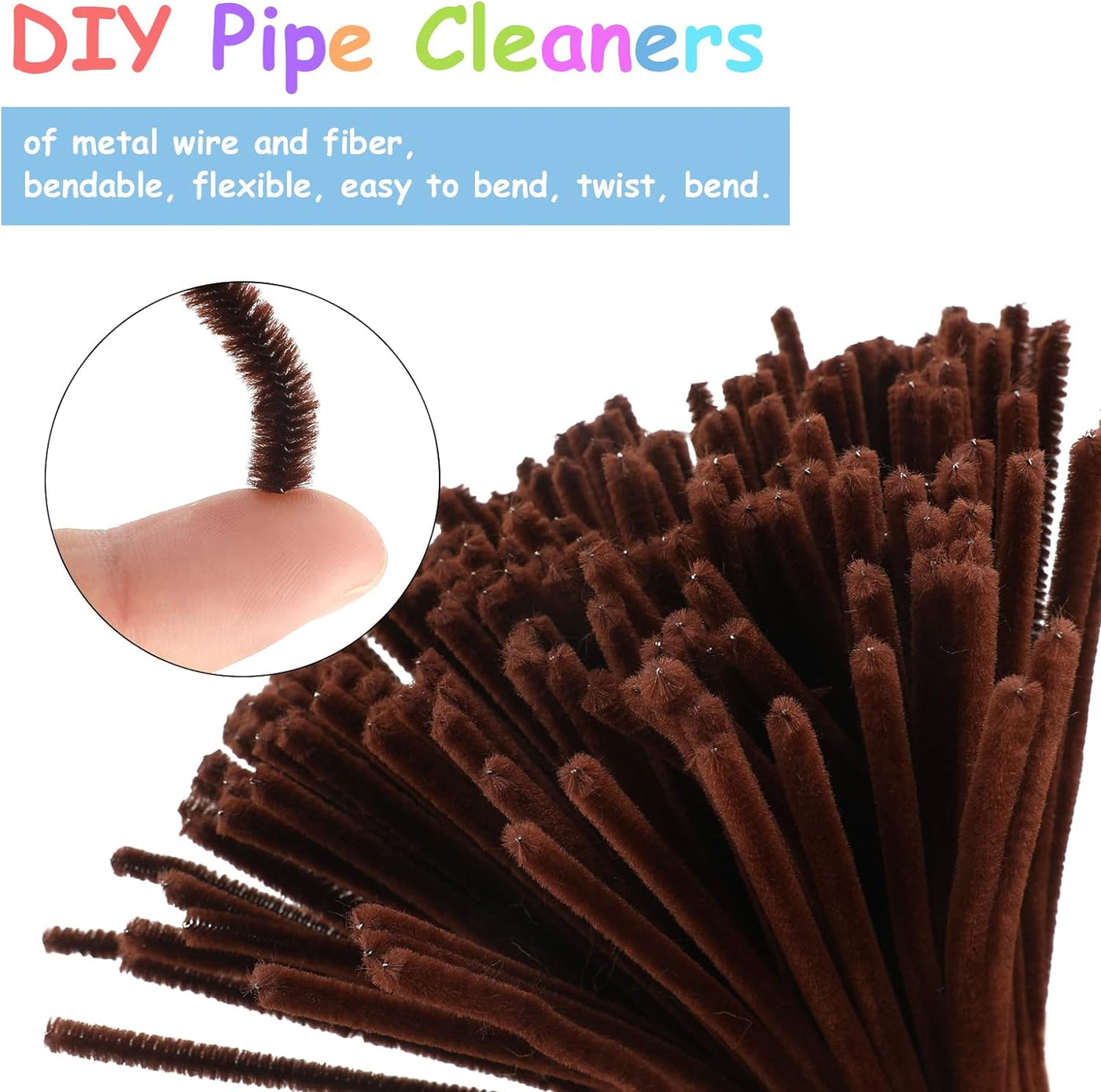 Pipe Cleaners Craft, 200Pcs Dark Brown Pipe Cleaner for Craft, 0.23"X12" Plush and Pliable Bulk Chenilles Stems Pipe Cleaner, Craft Pipecleaners for DIY Arts Crafts