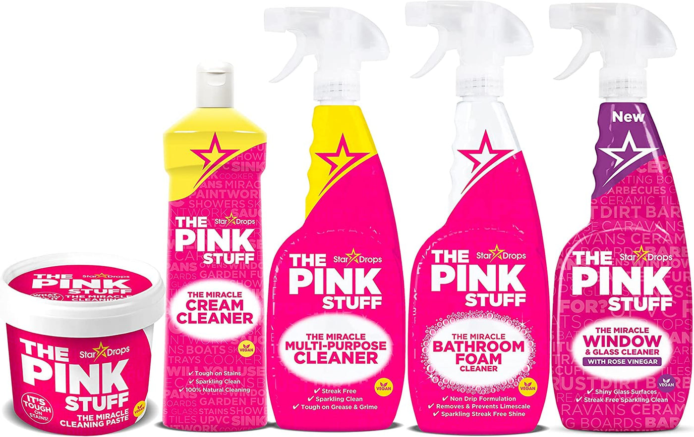 - the Pink Stuff - the Miracle Cleaning Paste, Multi-Purpose Spray, Bathroom Foam Spray, Window & Glass Cleaner, and Cream Cleaner Bundle