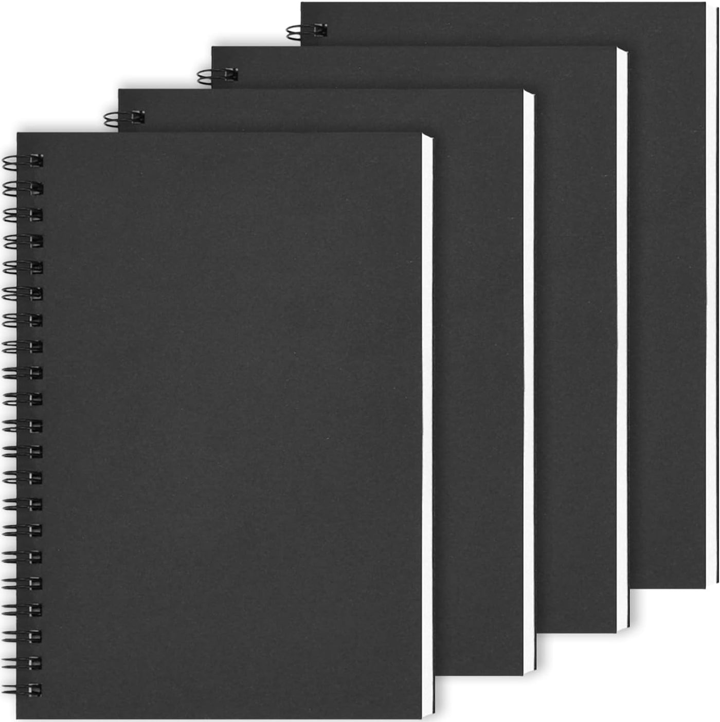 4 Pack Spiral Notebook 7.48 X 5.11In College Ruled Lined Journals, 100 Pages 50 Sheets Black Cover Notebook for School Office Supplies