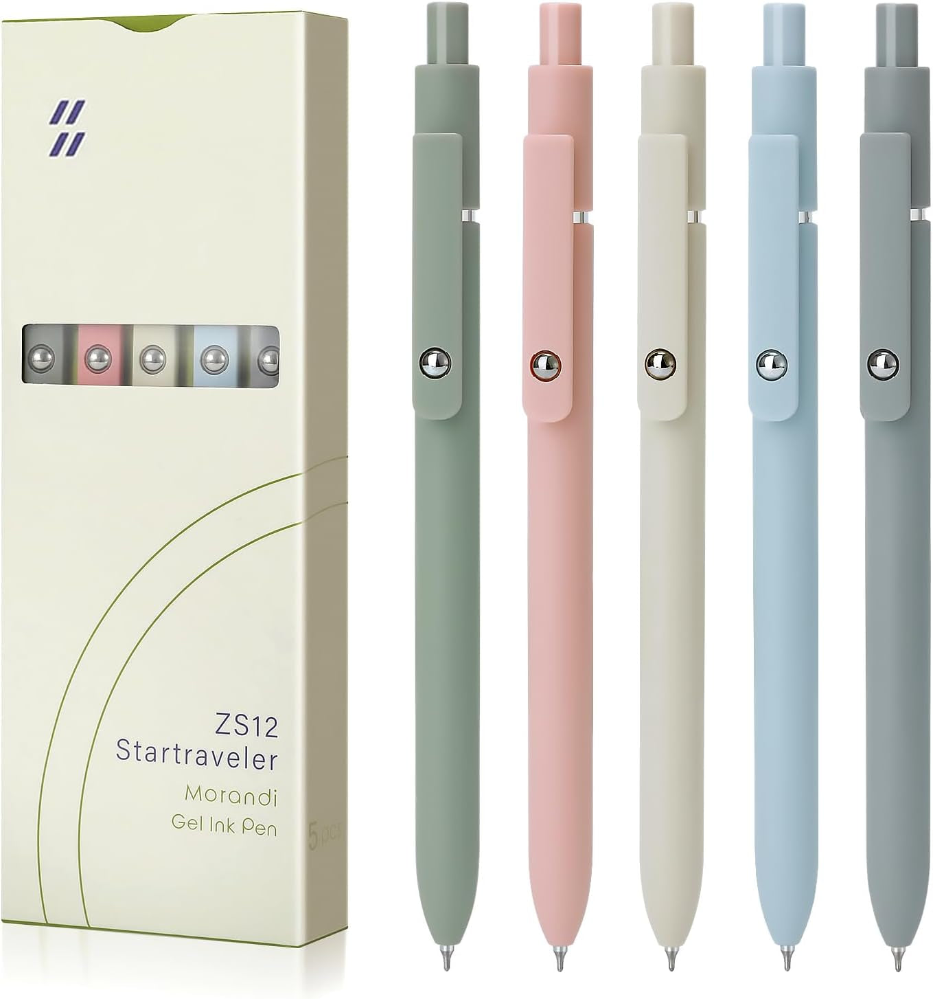 5Pcs Gel Pens 0.5Mm Quick Dry Black Ink Pens Fine Point Smooth Writing Pen High-End Series Pens for School Office Home Supplies, Gifts for Women and Men (Morandi)