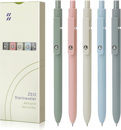5Pcs Gel Pens 0.5Mm Quick Dry Black Ink Pens Fine Point Smooth Writing Pen High-End Series Pens for School Office Home Supplies, Gifts for Women and Men (Morandi)